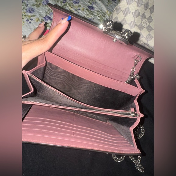 GG Supreme Monogram Blooms Mini Dionysus Chain Wallet Beige Multicolor Dry Rose - Picture 6 of 10